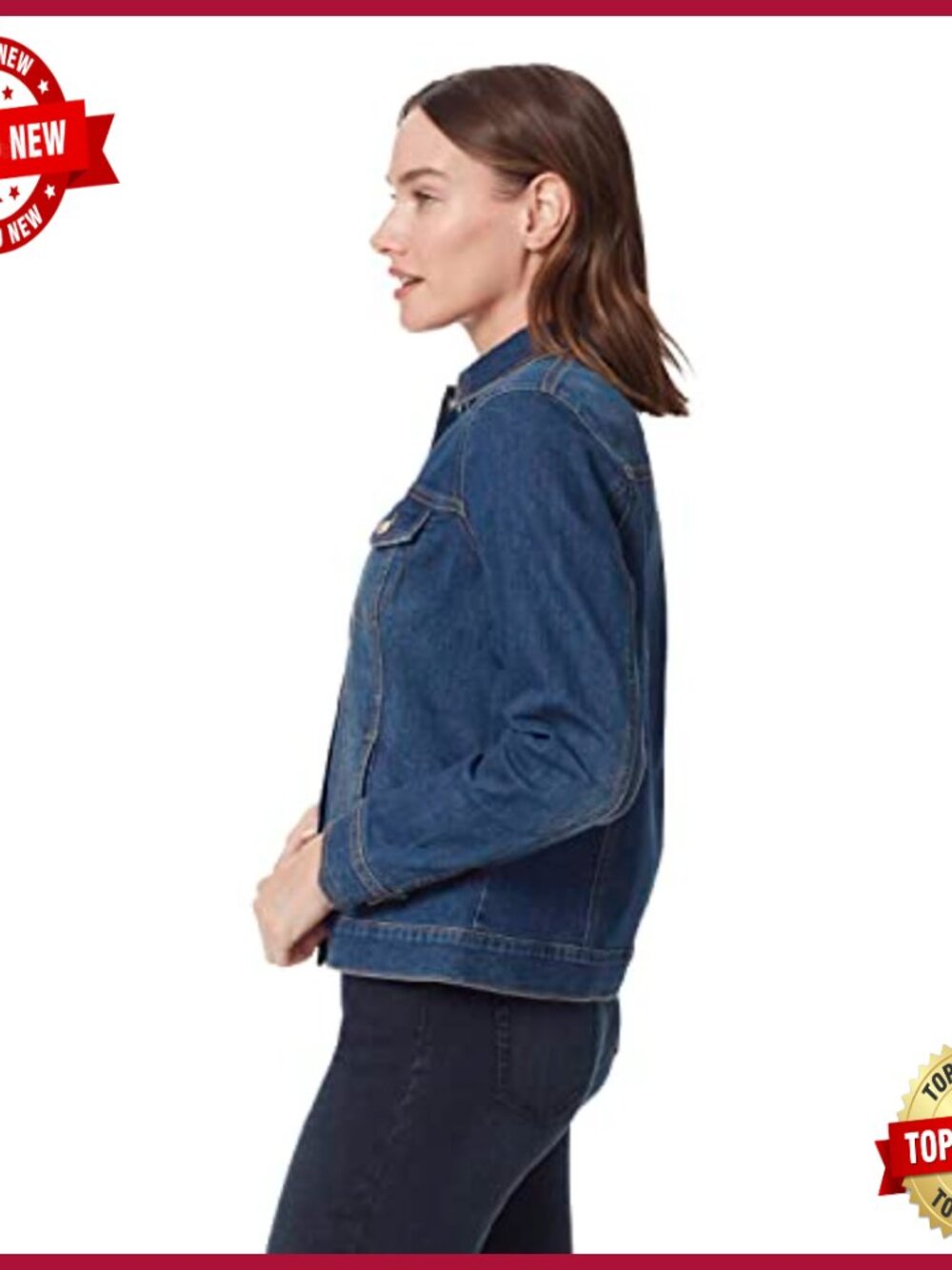 Button Down Denim Jean Jacket Regular Fit Functional Pockets - Picture 2 of 5